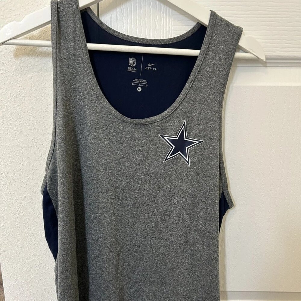 Dallas Cowboys Nike Dri-Fit Tank Top shirt Women Medium M NFL Sport Gray Navy